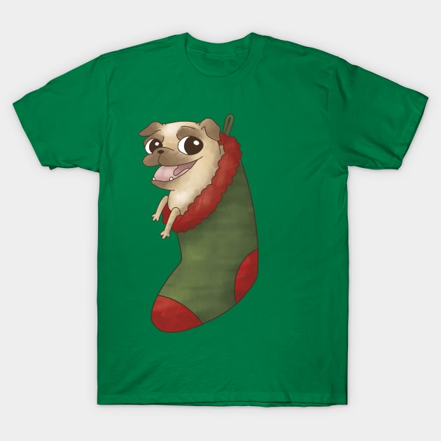 Stocking Stuffer Pug T-Shirt by BunnyBomb